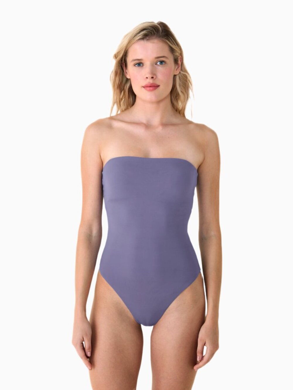 Andie Cabo One-Piece Swimsuit Large Purple Convertible Strapless Recycled Nylon - Picture 2 of 9